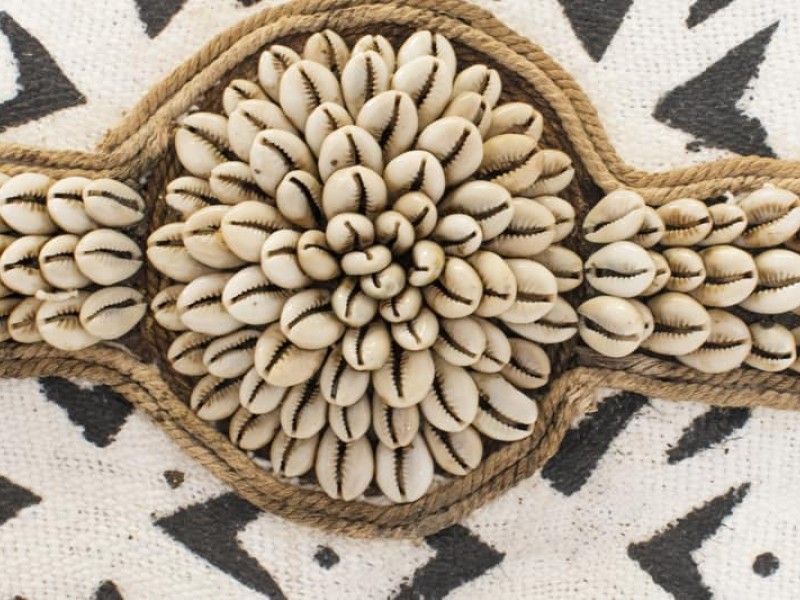 Bamileke Shield with Mudcloth and Cowrie Band Bamileke Shield with Mudcloth and Cowrie Band